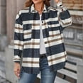 thumbnail image 2 of Herrnalise Jackets For Women Fall And Winter Plaid Printed Long Sleeve Turn-down Collar Suit Cardigan Woolen Coat Tops Shackets For Women 2023 fall Navy,XL, 2 of 6