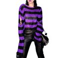thumbnail image 1 of TheFound Hollow Knit Sweater Stripe Pattern Long Sleeve Round Neck Pullover, 1 of 9