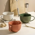 thumbnail image 2 of Qeeadeea/Solid Color Ceramic Bowls With Spout, Mixing Bowl With Handle, Bowls For Kitchen, Salad, Vegetables, Egg Liquid-pink-1000ml/35oz, 2 of 7