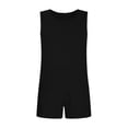 thumbnail image 4 of Zynoxe Womens Cotton Linen Short Sets Cropped Tank Top Drawstring Shorts Lounge Sets Lightweight Two Piece Matching Outfits with PocketsBlackM, 4 of 9