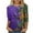 A-Purple3, variant on Women's Mardi Gras Shirts Carnival Daily 3/4 Sleeve Bow Round Neck Loose T-shirt Purple S