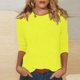 thumbnail image 2 of top casual de color sólido con cuello redondo y manga tres cuartos para mujer amarillo/xl, 2 of 9