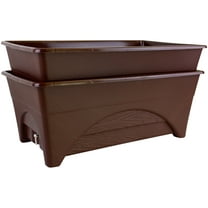 Emsco Group Start Pickin' 13" x 20" x 10" Brown Polyethylene Planter Boxes with Self-Watering (2 Piece)
