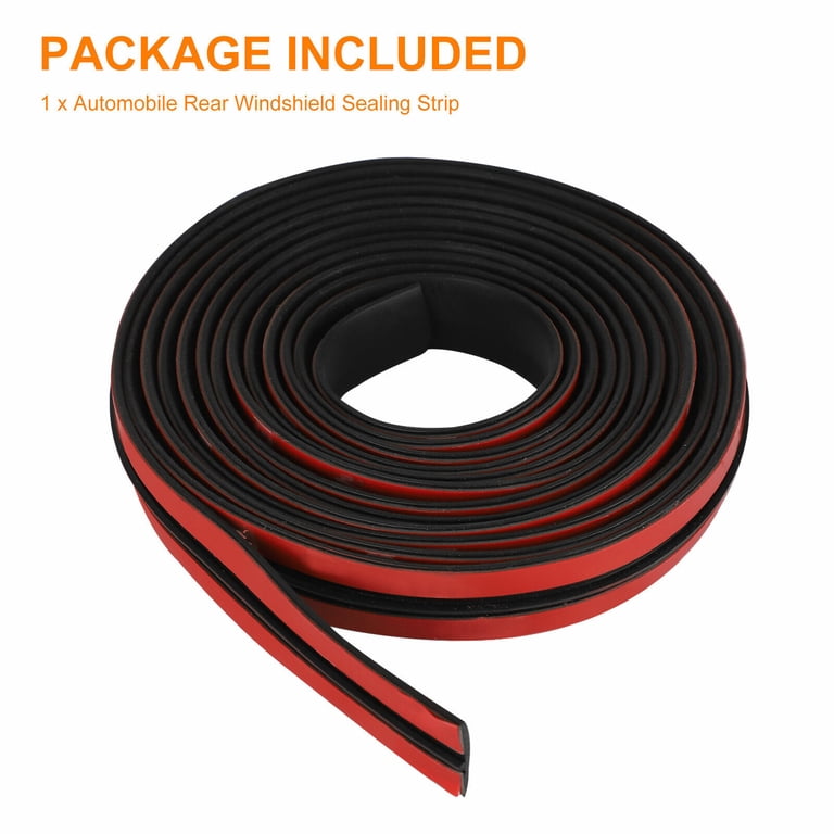 10FT Rubber Self-Adhesive Windshield Seal Trim – Black & Red – For Car Front/Rear Glass & Sunroof
