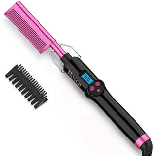 Hot Comb,Hair Straightener Comb,Pressing Comb,Electric Heating Straighten  Comb,Hot Comb Hair Straightener for Black Hair,Hot Iron Comb for Wigs,Multifunctional  Copper Hot Straightening Comb with Two Gifts(1Pcs/Pack,Black) …