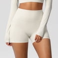 thumbnail image 6 of Vibrex Women's High Waist Yoga Shorts with Pockets, Solid Color Stretchy Athletic Workout Shorts, Slim Fit Casual Summer Active Bottoms,White_M, 6 of 9