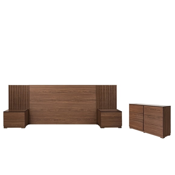 Recamara King Size Kessa Muebles 4 Piezas Nogal