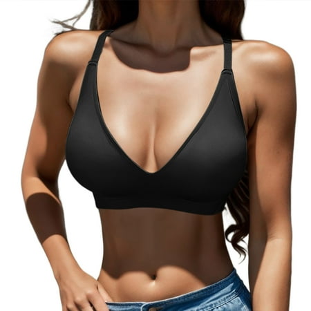 

KaLI_store Women s Sports Bras Minimizer Bra for Women Full Coverage Underwire Lace Unlined Unpadded Bras Black XL