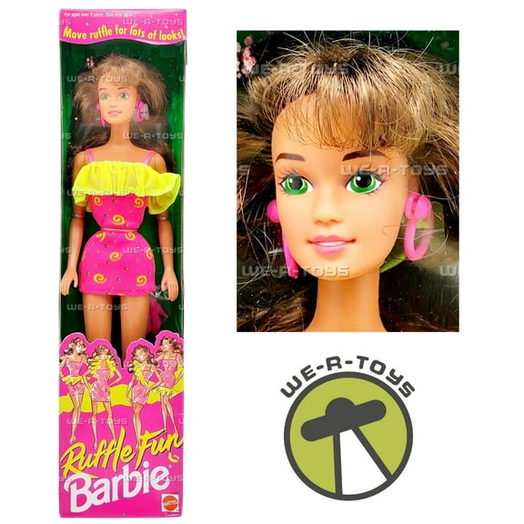 Barbie Ruffle Fun Brunette Doll 1994 Mattel 12435