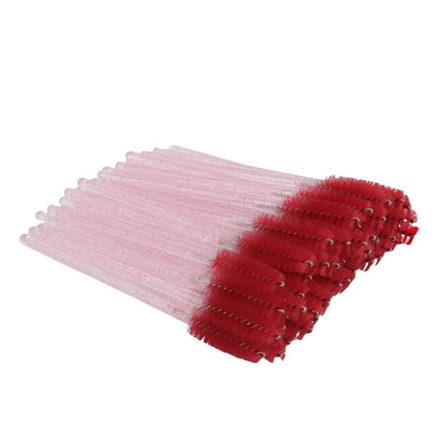 Cepillo de maquillaje de nailon desechable, peine en espiral para cejas, cepillo pequeño para maquillaje de belleza, cepillo para pestañas con varilla de cristal sólido