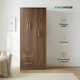 thumbnail image 3 of Ropero Closet Armario de Madera con Cajones, Entrepaños y 3 Puertas, Almacenamiento de Ropa cafe, 3 of 8
