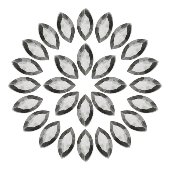 Uxcell 50Pcs Horse Eye Shape Rhinestones Glass Point Back Beads for Jewelry Making, Gray 6x12mm