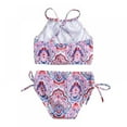 thumbnail image 3 of GYRATEDREAM Girls' 2-Piece Swimsuit Beach Sport Halter Bikini Swimwear Floral Printing Bathing Suits, Size 3-4 Years, 3 of 8