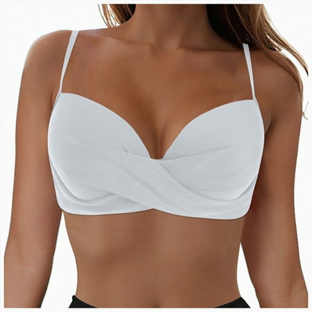 ORT Bikini Tops for Women Push Up Swimsuit Top Lace Up Padded Bathing Suit Tops Twist Bikini Top Only(White XL)