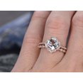 thumbnail image 2 of HeartsAndYou 3ct Natural Blue Aquamarine Bridal Set Stylish Band Ring 14k SOLID Rose Gold, 2 of 9