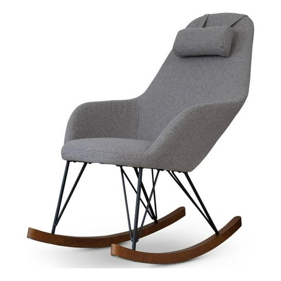Pemberly Row Mid-Century Modern Tight Back Fabric Rocking Chair in Gray