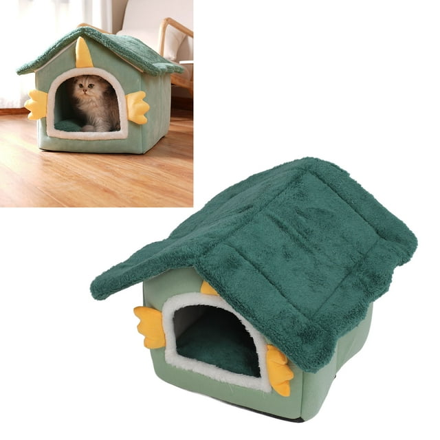 Cozy Pet Bed House, Detachable Design Soft Keep Warm Cat Bed Cave Sleeping Bed for Hamsters Rabbits Raccoons Skunks Green