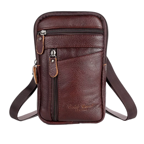 Riñonera De Hombro Cuero Multifunción Impermeable Malubero Marron