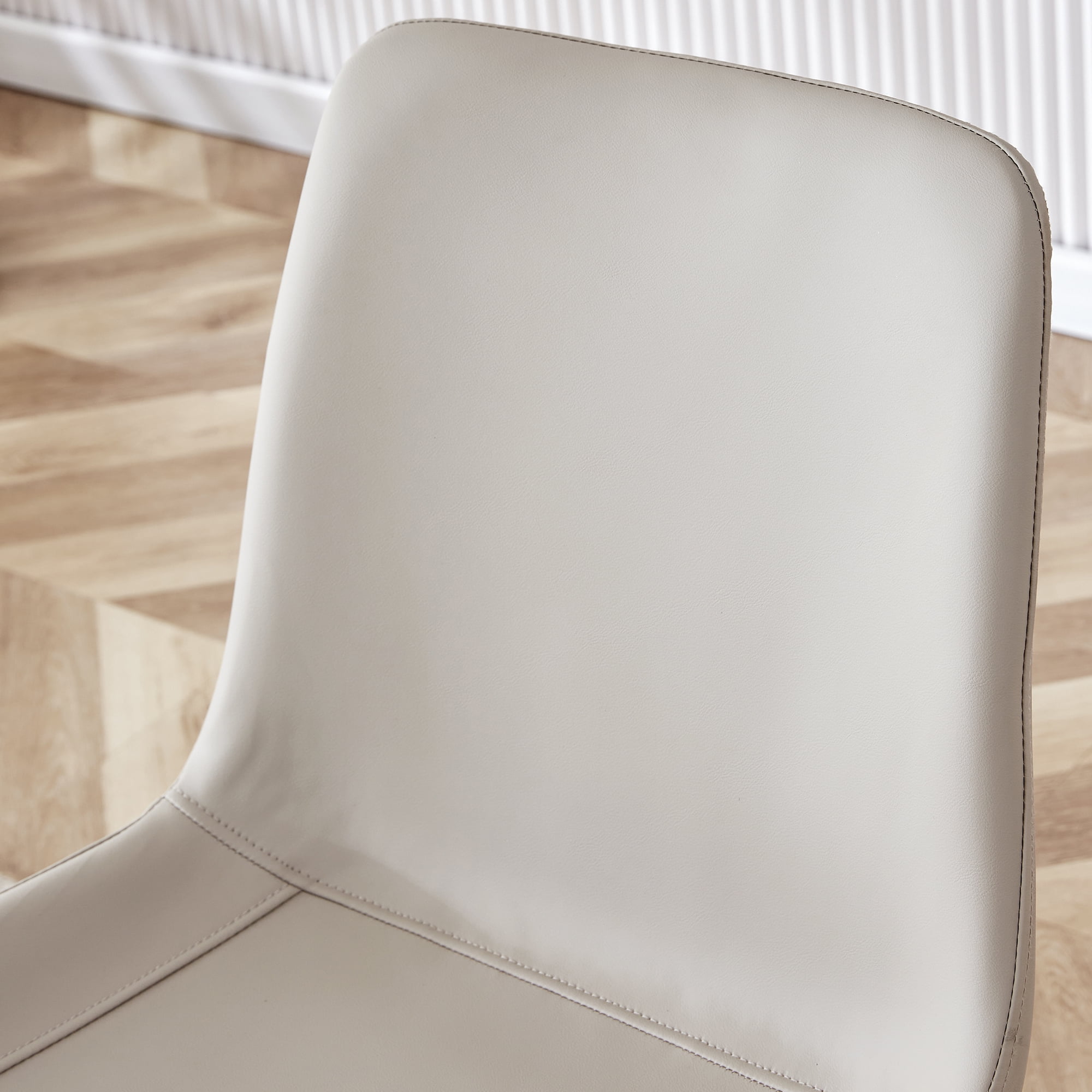 NYEESS Set of 4 Light Gray PU Dining Chairs with Black Metal Legs, Modern Kitchen Seating