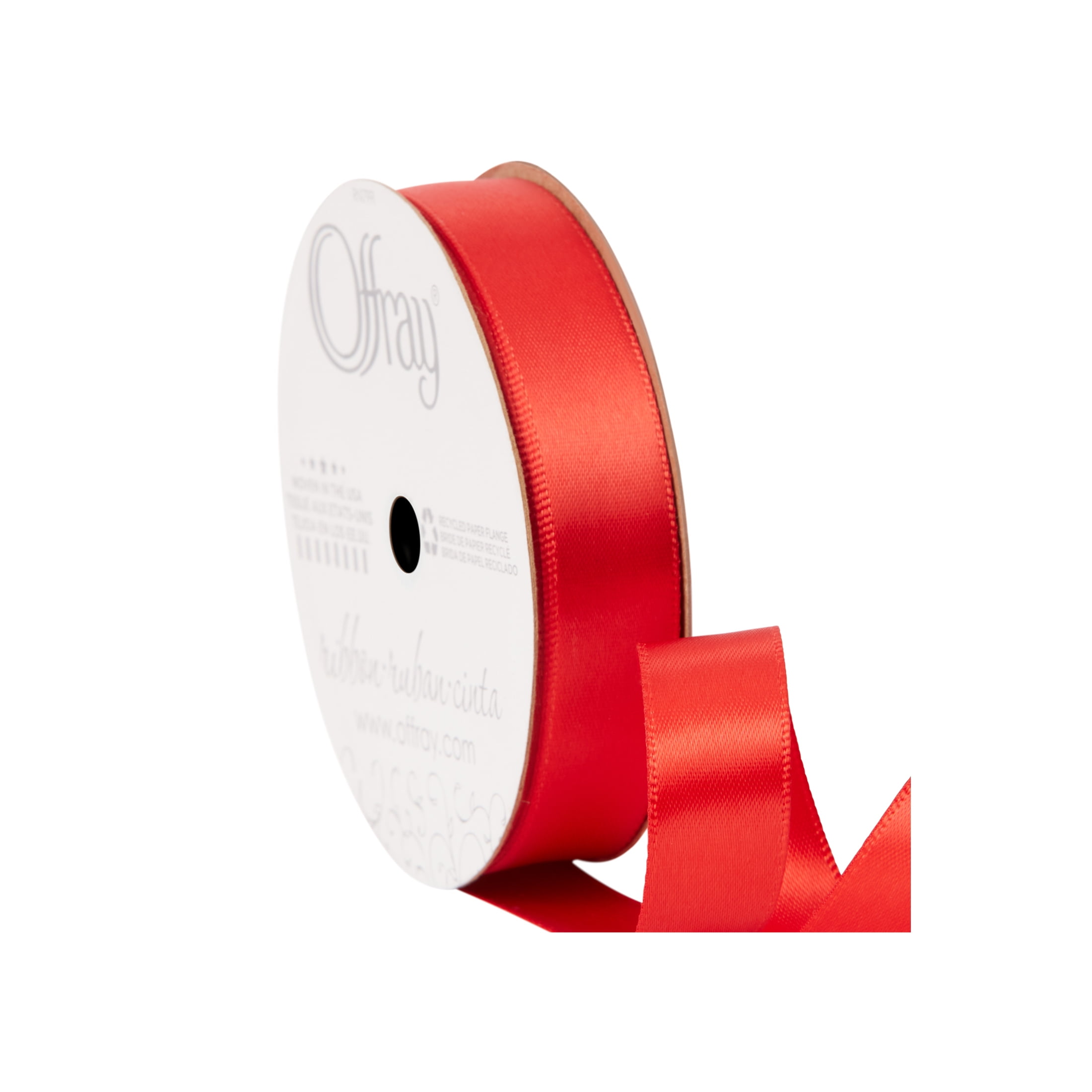 (3 pack) Offray Ribbon, Red 5/8 inch Double Face Satin Polyester Ribbon for Wedding, Sewing, and Crafts, 12 feet, 1 Each
