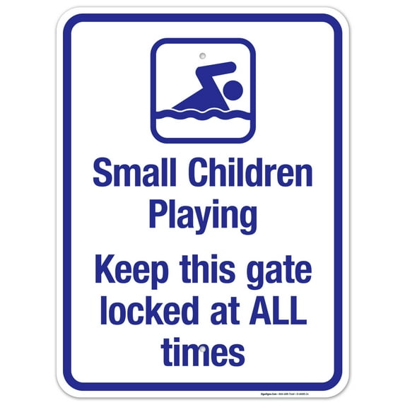 Small Children Playing Keep This Gate Locked At All Times Sign, Pool Sign,
