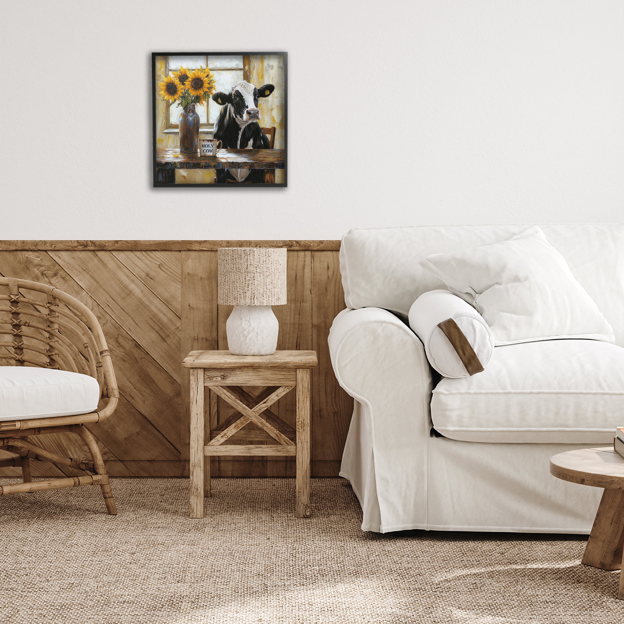 Stupell Industries Holy Cow Rustic Farm Table Black Framed Giclee Art, design by Tina LeCour