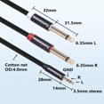 thumbnail image 5 of Adaptador De 3,5 Mm A Doble 1/4 Cable De Audio Mono Ts De 1/8 A 6,35 Mm Cable De Conexión Estéreo Divisor En Y Compatible Con Iphone Ipod Computadora Tarjeta De Sonido Auriculares Altavoz Sistema Esté, 5 of 5