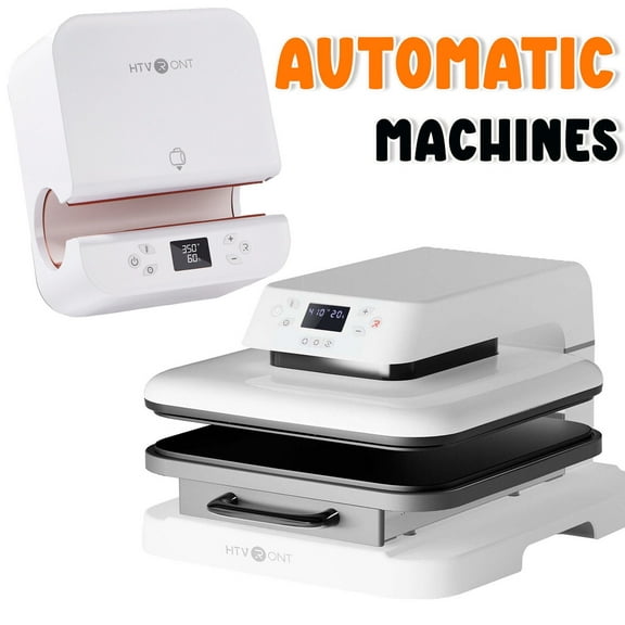 HTVRONT White Automatic Heat Press Tumbler Machine & 15"X15" Automatic Heat Press Machine for HTV Vinyl Bundle