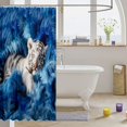thumbnail image 3 of Manfei Kawaii White Tiger Shower Curtain 72Wx72L, Cute Jungle Animal Bathroom Curtain, Blue White, 3 of 5