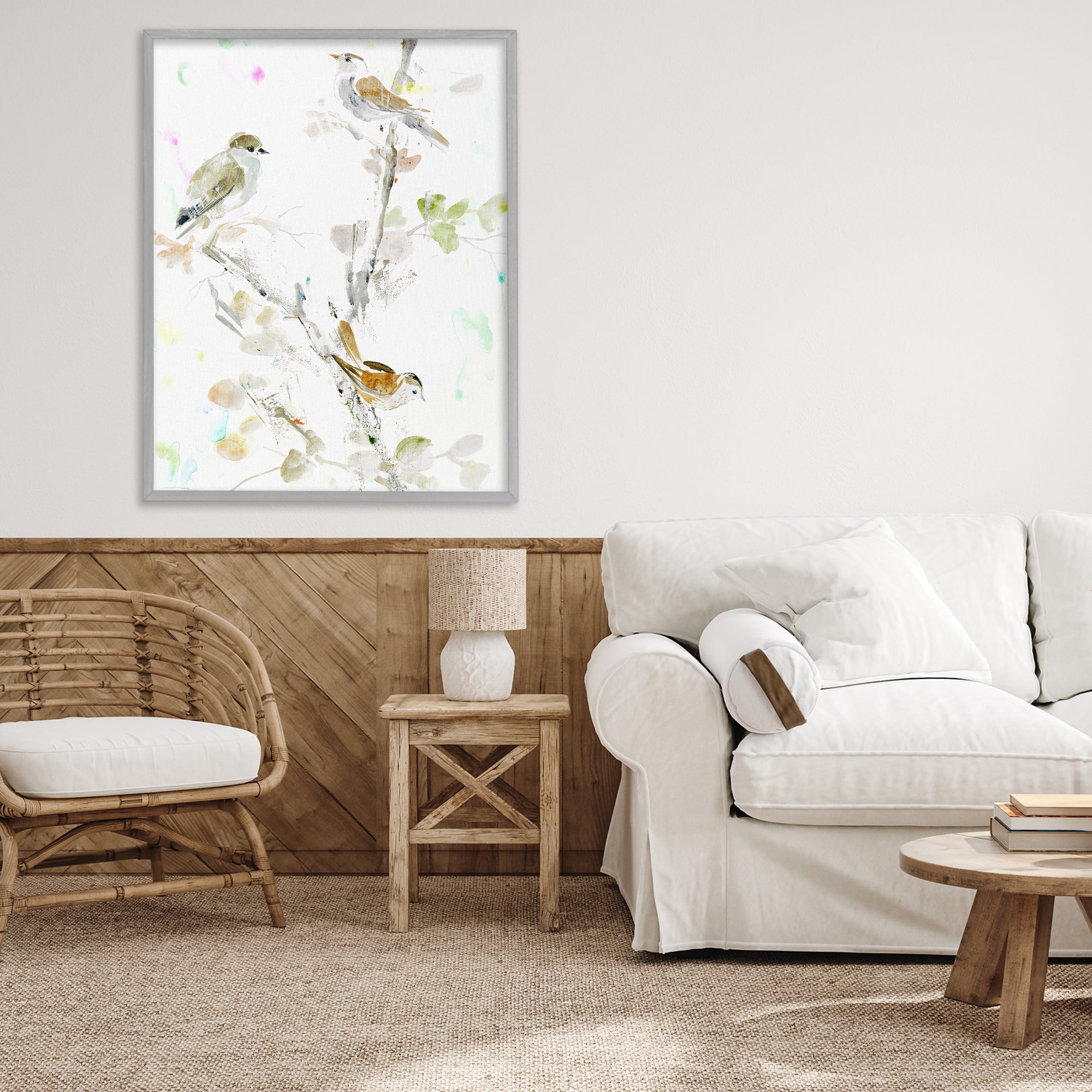Stupell Industries Delicate Feathers Trio Gray Framed Giclee Art, design by Lorenzo Collective