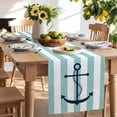 thumbnail image 2 of Table Runner 108 Inches Long for Kitchen Dining, Teal White Striped Dresser Scarf Farmhouse, Dining Table Decorations for Wedding/Parties, Navy Blue Beach Nautical Anchor Ocean Coastal 13 x 108 In, 2 of 9
