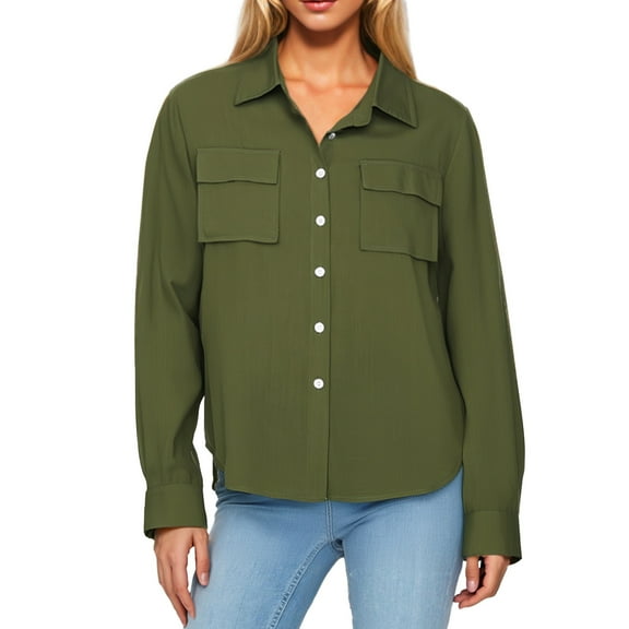 Aloohaidyvio Button Down Shirts for Women Long Sleeve Dress Shirts Wrinkle Free Collared Work Office Solid Blouses