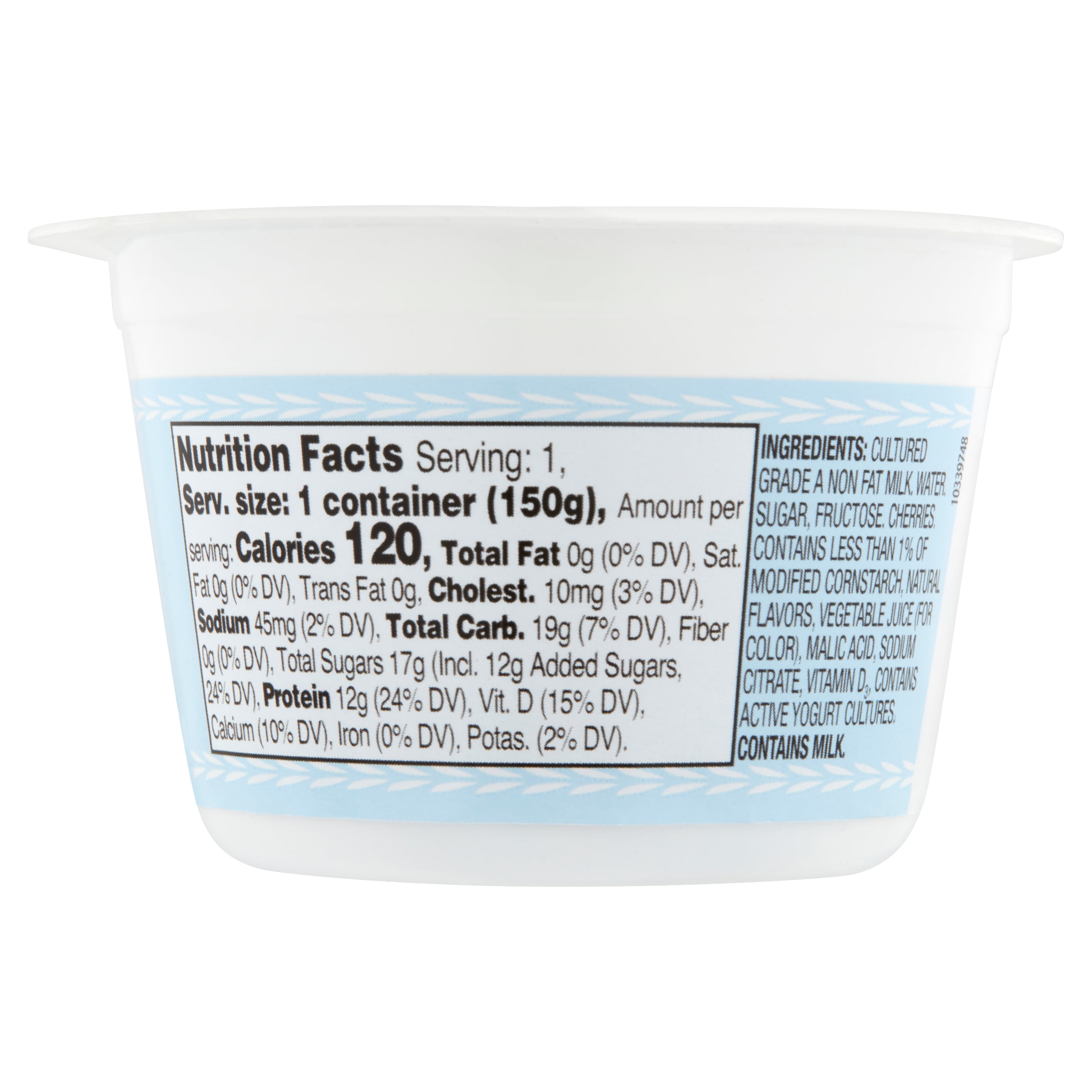 Great Value Black Cherry Nonfat Greek Yogurt, 5.3 oz Individual Cup
