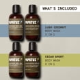 thumbnail image 5 of Papatui Holiday Gift Set, Men's Shower Travel Pack Dopp Kit, 4 Minis, Body Wash, Shampoo + Conditioner 2-in-1, Lush Coconut and Cedar Sport Scents, Limited Edition, 5 of 11