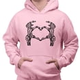 thumbnail image 2 of Skeleton Heart Hands Hoodie Sweatshirt Unisex Small Pink, 2 of 5