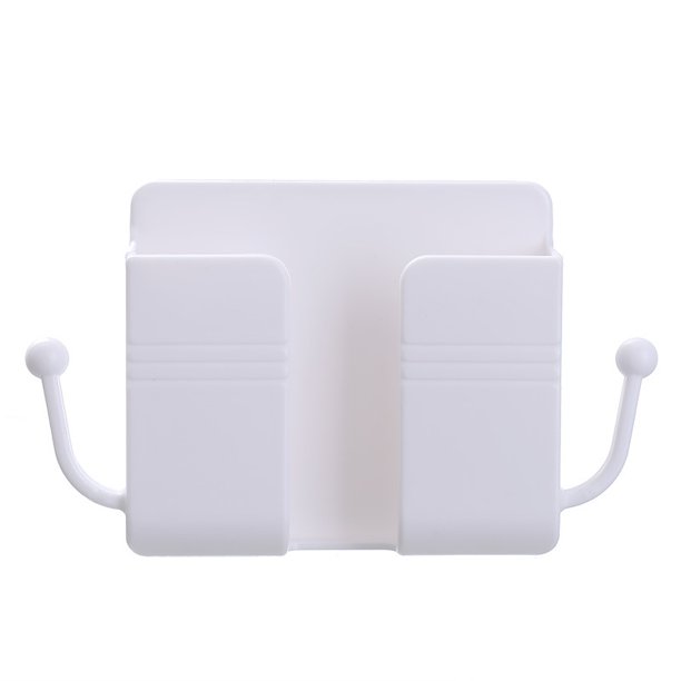 Caja de almacenamiento de tablero de control remoto de aire acondicionado de TV montada en la pared Estante de almacenamiento de soporte de carga de teléfono móvil de cabecera, blanco 3 piezas Sailing Electrónica