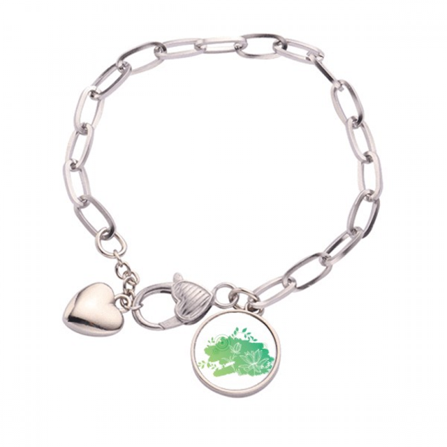 Flor de loto rana deja la flor de la planta Pulsera de cadena de corazón joyería encanto moda