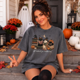 thumbnail image 4 of All Booked for Halloween Shirt, Ghost Cat Witch Books Comfort Colors Unisex Graphic Tee - Pepper, S, 4 of 4