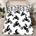 thumbnail image 2 of jejeloiu Extreme Games Motorcycle Twin Sheet Sets,White Black Bedding For Boys Teens 3-Piece, 2 of 7