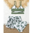 thumbnail image 5 of SGMVNU Girls Swimsuit Bikini Set with Cover up Wrap Skirt Girls Bathing Suits 7-16 3 Piece Swimwear Set V Neck Ruffle Bathing Suits for Teen Girl, Size 13-14 Years, f-Green, 5 of 7