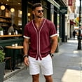 thumbnail image 6 of Sewkxo Men's Linen Shirts Short Sleeve Casual Shirts Button Down Shirt for Men Beach Summer Shirt,Wine M, 6 of 8