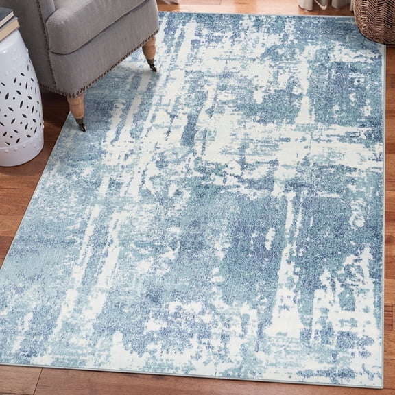 Luxe Weavers Modern Scandinavian Blue 8x10 Abstract Non-Shed Area Rug