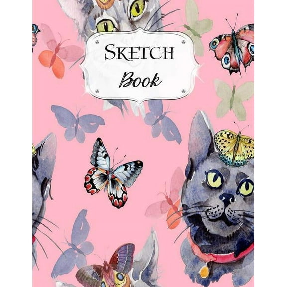 Sketch Book: Cat Sketchbook Scetchpad for Drawing or Doodling Notebook Pad for Creative Artists #7 Pink Butterfly, (Paperback)