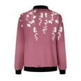 thumbnail image 4 of VINUSLI Women's Floral Bomber Jacket Jackets for Women 2024 Full Zip Bomber Jacket Lightweight Fall Winter Coats Long Sleeve Oversized Windbreaker Hot Pink,XL, 4 of 5