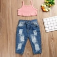 thumbnail image 2 of MesaSe 2Pcs Baby Girls Summer Clothes Set Ribbed Knit Cropped Camisole Ripped Jeans, 2 of 7