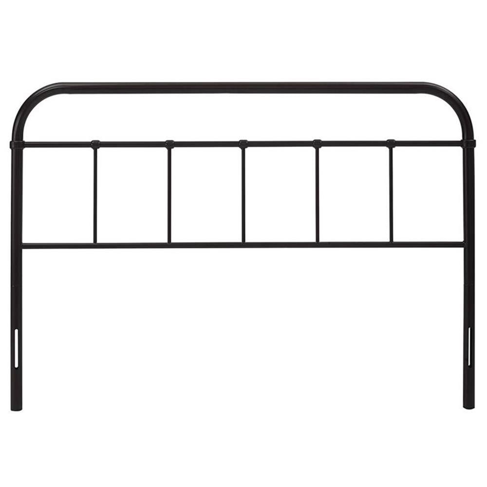 Pemberly Row Modern Steel Metal Spindle Queen Headboard in Brown