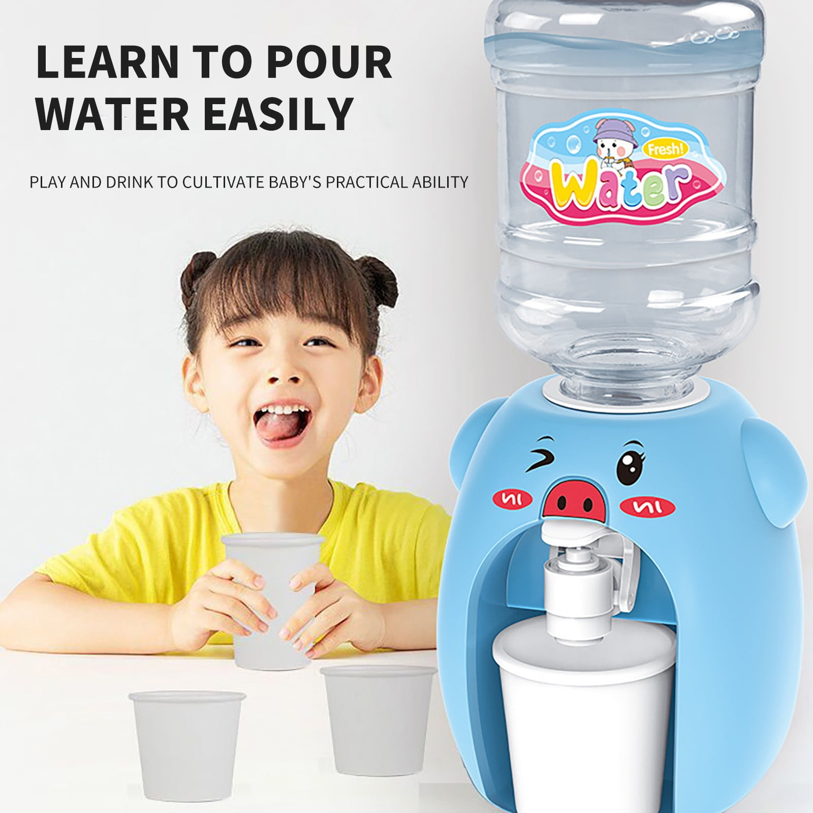 250ml Mini Water Dispenser For Children Kids Gift Cute Water Juice Milk  Drinking Fountain Simulation Cartoon Pig Kitchen Toy