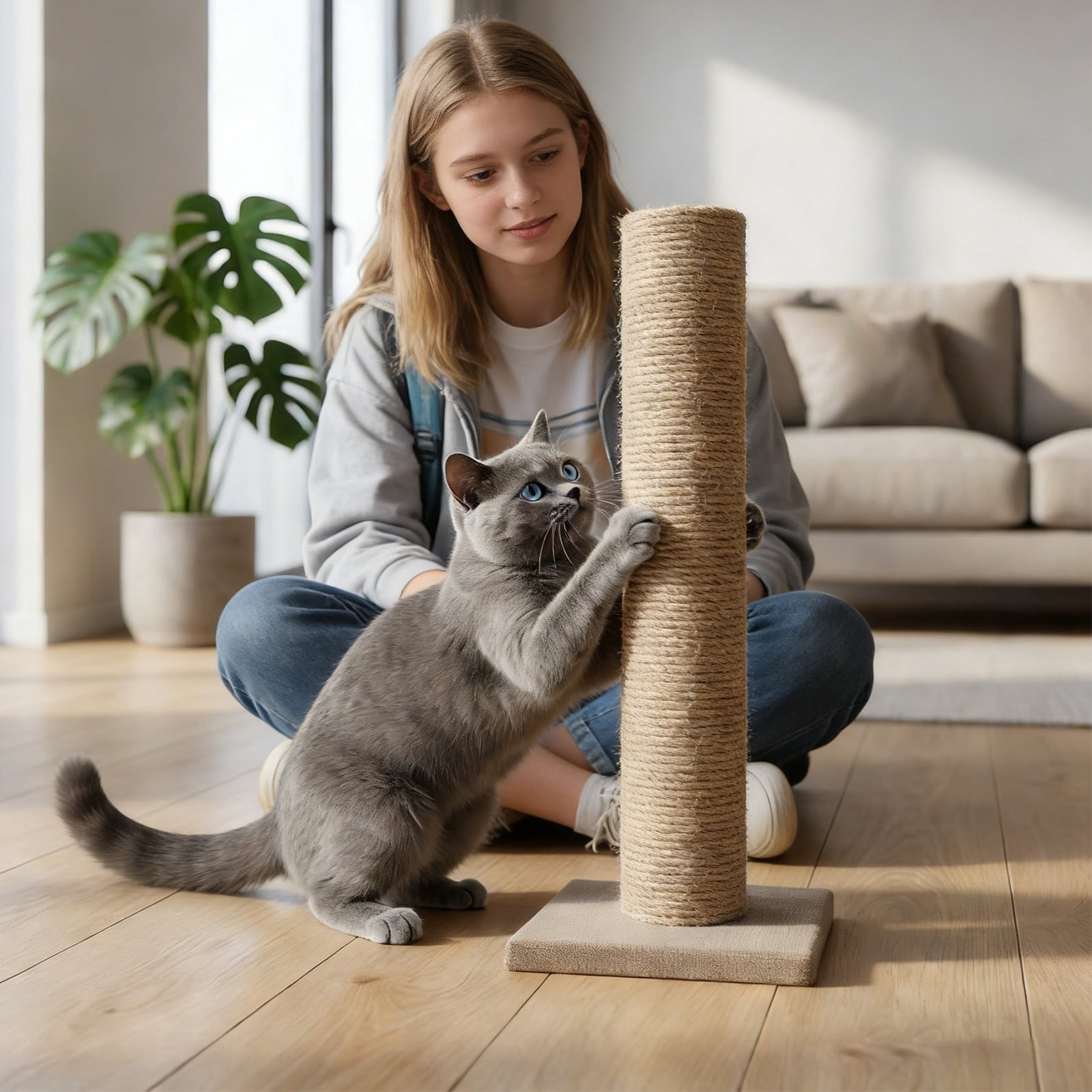 1PC Cat Scratching Post Replacement, 7cm Diameter 15inch Long Jute, Cat Cage Cat Tree Scratcher Toy for Cats Claw Grinding and Itching Relief, F
