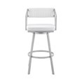 thumbnail image 3 of Armen Living Scranton 30" Faux Leather/Metal Swivel Bar Stool in White/Steel, 3 of 4