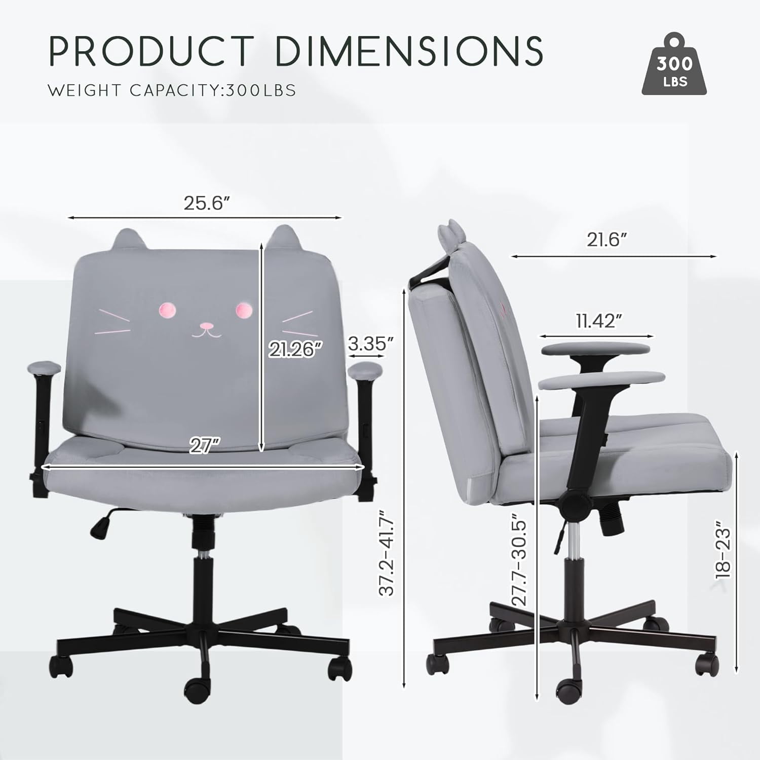 Vicluke Criss Cross Chair with Wheels, Oversized Office Chair Featuring Extra-Wide Seat & Adjustable Backrest for Home Office, Cute & Comfortable Chair for Dressing, Gaming, Reading(Gray)